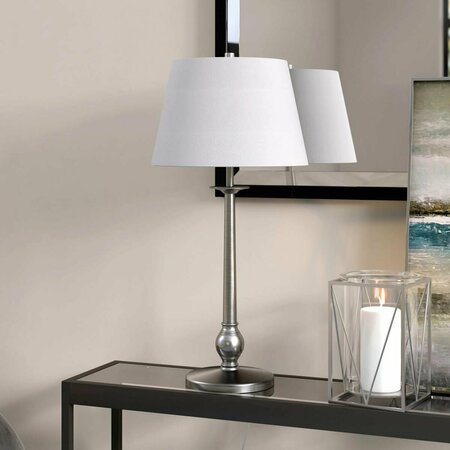 HUDSON & CANAL 28 in. Wilmer Table Lamp with Fabric Shade, Brushed Nickel TL1538